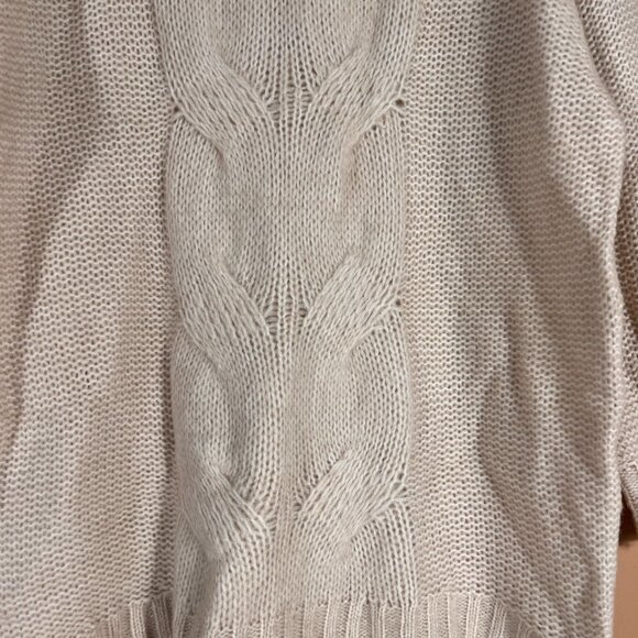AERIE Wool Blend Pullover Cable Knit Cream Long Sleeve Ribbed Sweater Women's XS - Picture 3 of 7